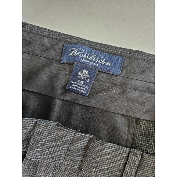 Brooks Brothers Mens Sz 36x34 Brooksease 100% Wool Dress Pants Gray Houndstooth - Picture 4 of 4